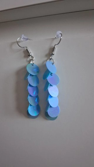Pendientes largos lentejuelas azules