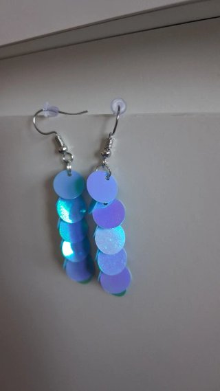 Pendientes largos lentejuelas azules