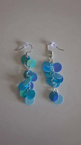Pendientes largos lentejuelas azules