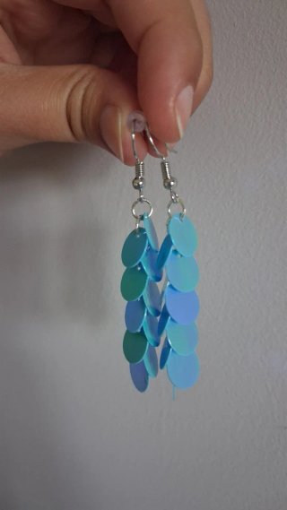 Pendientes largos lentejuelas azules