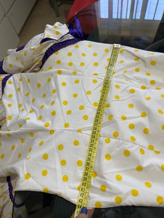 Traje Flamenca blanco Lunares Amarillo y Morado