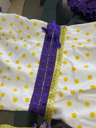 Traje Flamenca blanco Lunares Amarillo y Morado