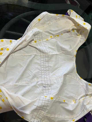 Traje Flamenca blanco Lunares Amarillo y Morado