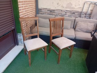 Sedie da pranzo in legno e tessuto