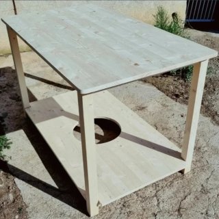 Mesa camilla de madera natural
