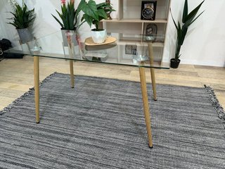 Mesa Rectangular Cristal Templado Madera