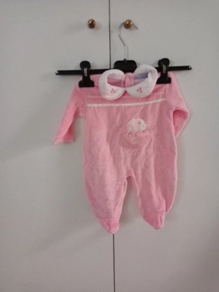 Tutina neonata rosa con colletto