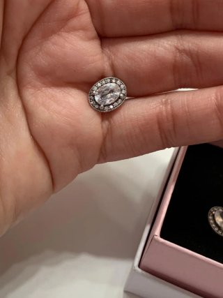 Pendientes Pandora Brillantes Plata y Blanco caja