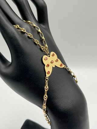 PULSERA MANITA MARIPOSA GRANDE PIEDRA NARANJA.
