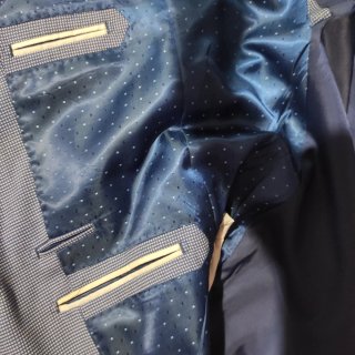 Chaqueta de vestir azul y gris