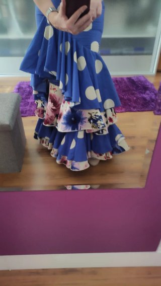 Vestido Flamenco Lunares Azul
