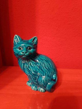 Gato de cerámica azul