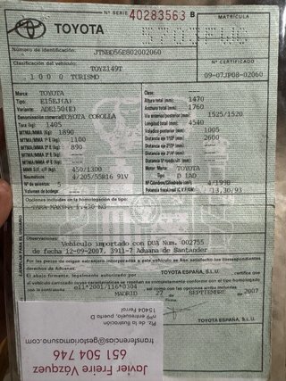 Motor y caja de cambios Toyota Corolla ADE150