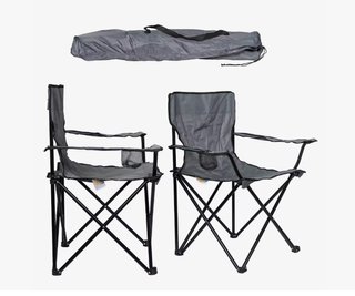Pack de 2 Sillas Plegables Grises con Portavasos
