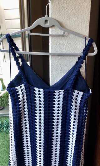 Vestido crochet azul y blanco