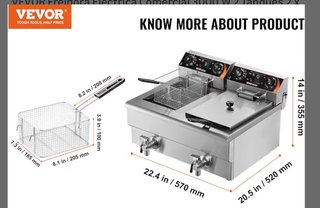 Freidora Industrial Doble VEVOR Eléctrica
