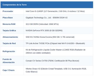 PC Gaming RTX 3050 8GB / Intel i5 / 32GB RGB / 1TB