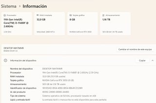 PC Gaming RTX 3050 8GB / Intel i5 / 32GB RGB / 1TB