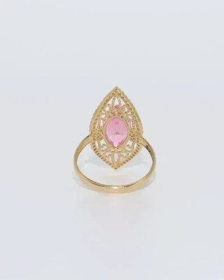 LANZADERA PEQUEÑA PIEDRA ROSA Y CIRCONITAS.