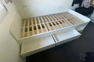 Cama individual Ikea 90x200cm con cajones