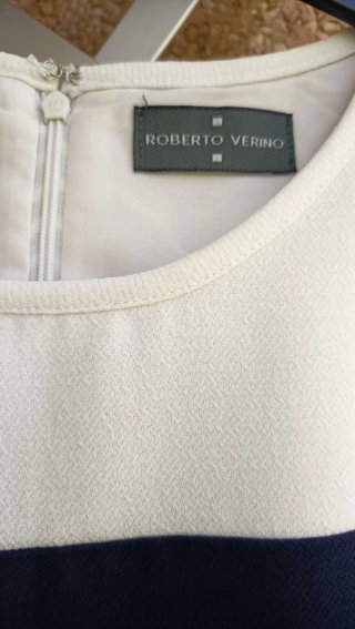 Vestido Roberto Verino azul marino y Blanco TallaM