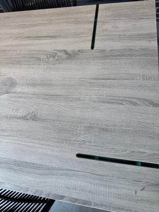 Mesa exterior madera y cristal + 4 sillas