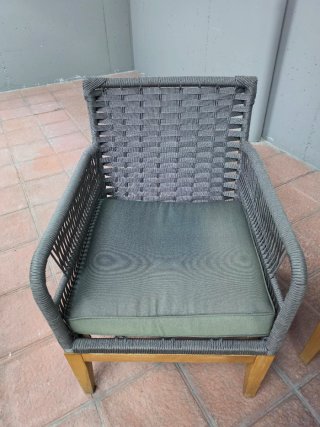 Conjunto 2 sillones exterior madera y tela