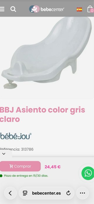 Adaptador bañera bebé blanco