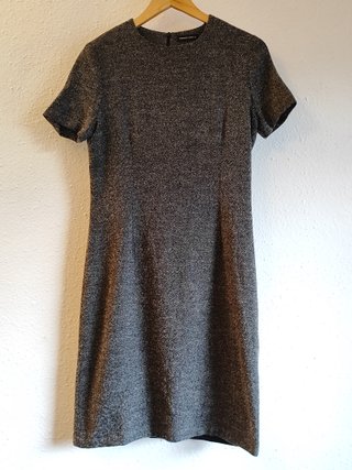 Vestido Lana Espiga Gris Adolfo Dominguez Midi