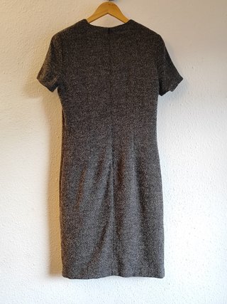 Vestido Lana Espiga Gris Adolfo Dominguez Midi
