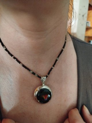 Collar con colgante de plata cuarzo Onix