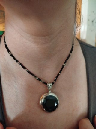Collar con colgante de plata cuarzo Onix