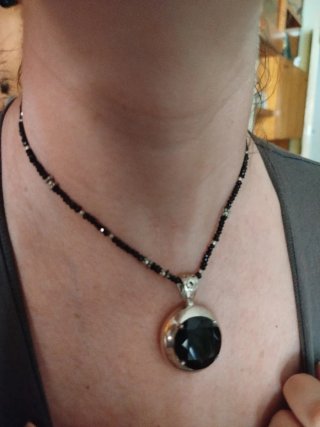 Collar con colgante de plata cuarzo Onix