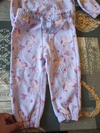 Conjunto unicornios morado talla: 18/24 meses