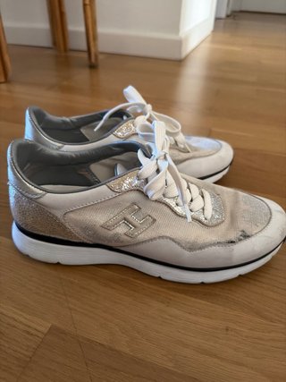 Zapatillas Hogan Mujer plateadas y blanco