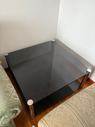 Mesa de centro cristal y metal