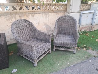 2 Sillones de mimbre grises