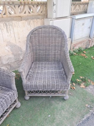 2 Sillones de mimbre grises