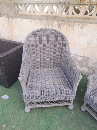 2 Sillones de mimbre grises