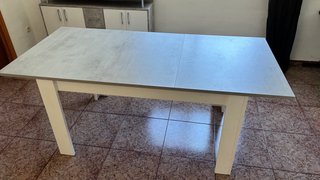 Mesa de comedor moderna gris y blanca EXTENSIBLE