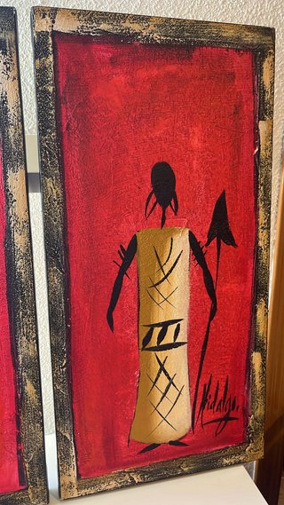 Set di 2 quadri africani guerrieri