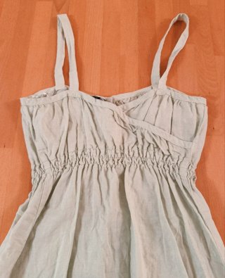 Vestido Zara de lino verde midi botones