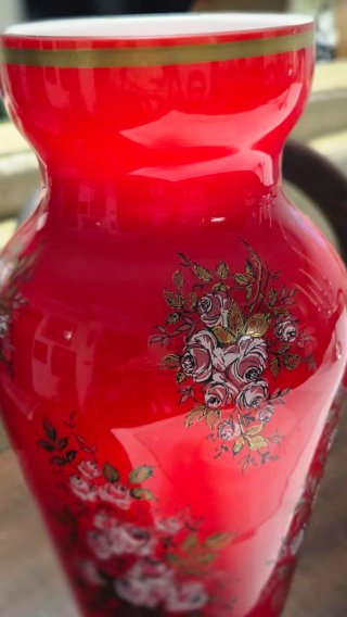 Vaso in cristallo Murano con base in argento