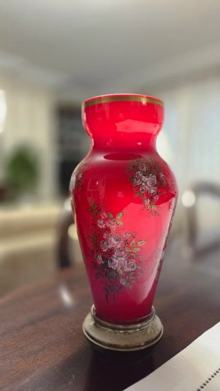 Vaso in cristallo Murano con base in argento