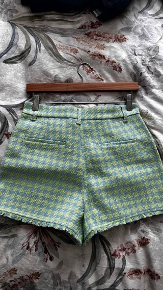 Shorts Tweed Verde y Azul Zara talla L