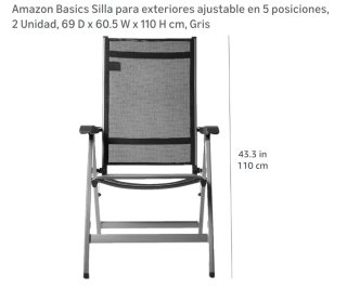 2 Sillas plegables de tela y metal