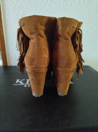 Botines cuña ante marrón talla 38