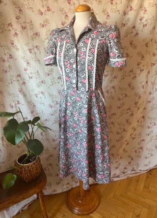 Vestido flores vintage años 60 talla S