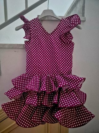 Traje Flamenca Niña Corto Lunares Morado