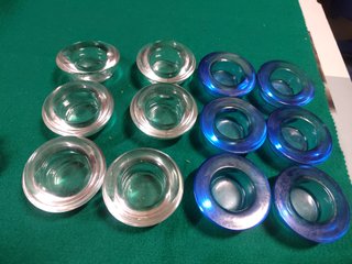 Lote 12 portavelas cristal azul y transparente